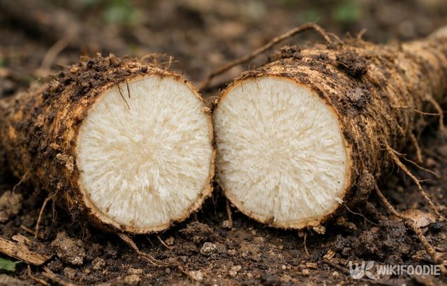 채취가 까다로워 희소성이 높은 야생 칡뿌리의 단면이다. / 위키푸디