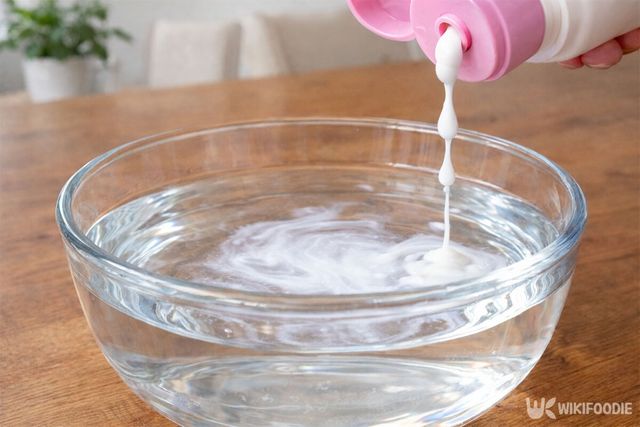 물에 린스를 타 희석액을 만들고 있다. / 위키푸디