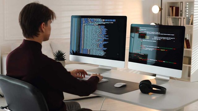 모니터를 보고 있다. / New Africa-shutterstock.com