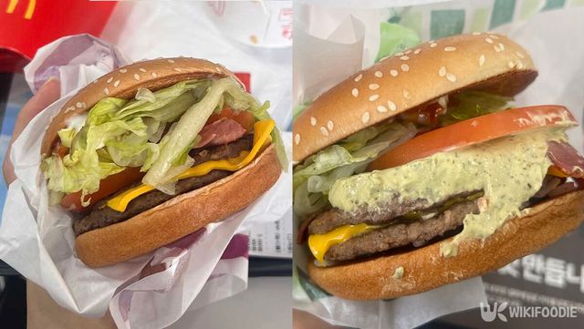 기존 베토디 버거와&nbsp;베토디 바질 크림치즈 비교 사진. / 위키푸디