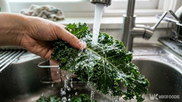더러운 농산물 2위에 오른 케일을 세척하는 모습. / 위키푸디