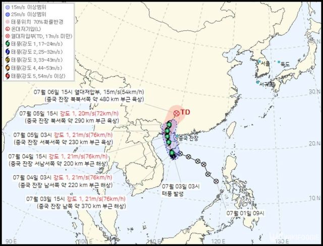 10호 태풍 마이삭 이동경로. / 기상청