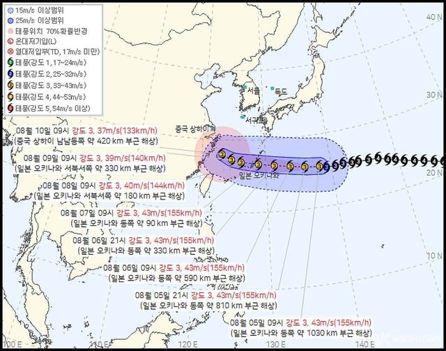 제 13호 태풍 '돌핀' 이동경로. / 기상청