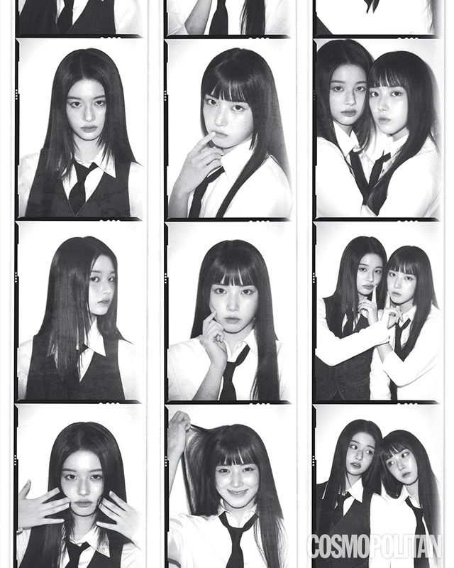  (설윤)데님 베스트 31만원대, 셔츠 20만원대 모두 폴로 랄프로렌. 타이 스타일리스트 소장품. (지우)셔츠 드레스 가격미정 웰던. 타이 스타일리스트 소장품.