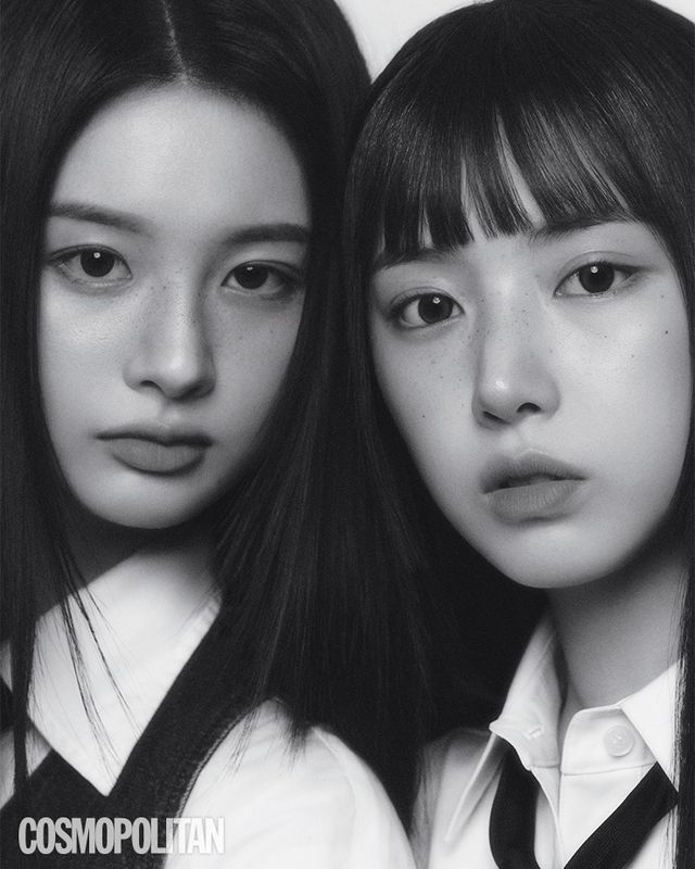  (설윤)데님 베스트 31만원대, 셔츠 20만원대 모두 폴로 랄프로렌. 타이 스타일리스트 소장품. (지우)셔츠 드레스 가격미정 웰던. 타이 스타일리스트 소장품.