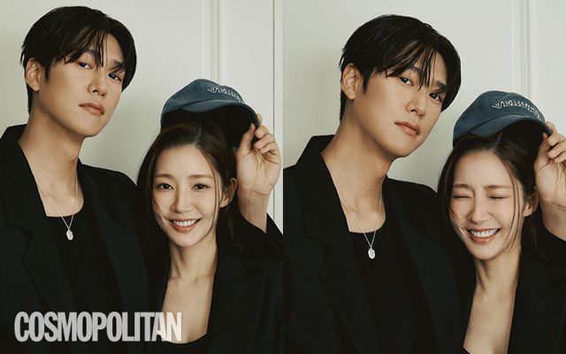  (나인우)코트 2백48만원 산쿠안즈 by 아데쿠베. 이너 톱, 목걸이 스타일리스트 소장품. (박민영)재킷 1백93만원 모스키노. 브라톱 9만9천원 캘빈클라인. 볼캡 9만9천원 베루툼.