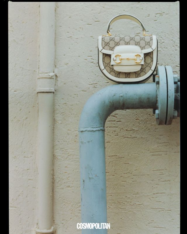 구짜 홀스빗 1955 화이트 레더 라운드 미니 톱 핸들 백 3백80만원 Gucci.