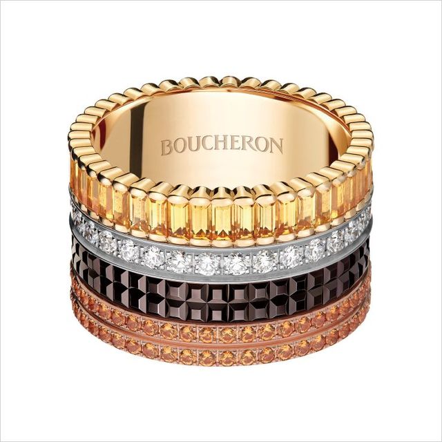 10 진귀한 옐로 사파이어와 스페사르타이트 가닛을 세팅한 콰트로 클래식 링.