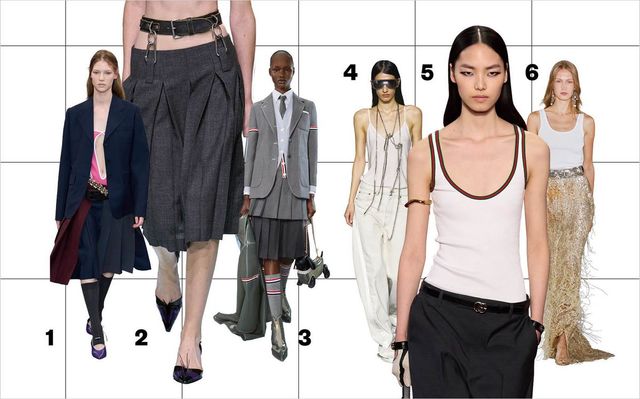 1 MIU MIU 2 PRADA 3 THOM BROWNE 4 MM6 5 GUCCI 6 RALPH LAUREN