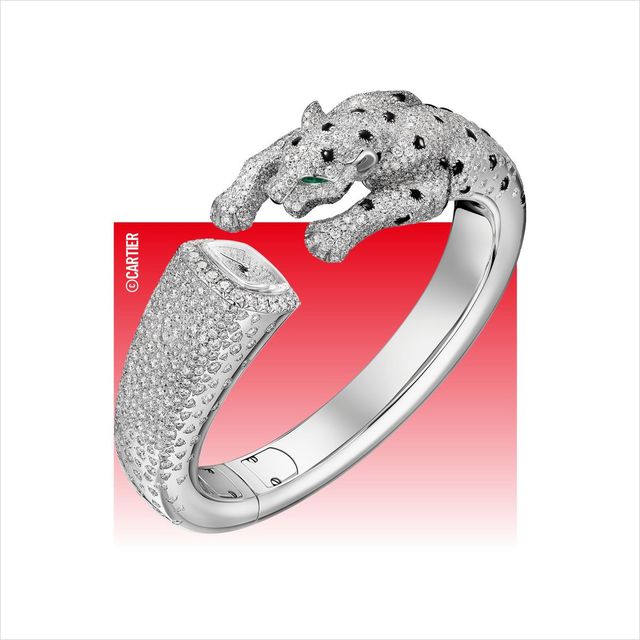 팬더와 시계 다이얼이 마주 보는 팬더 주얼리 워치.