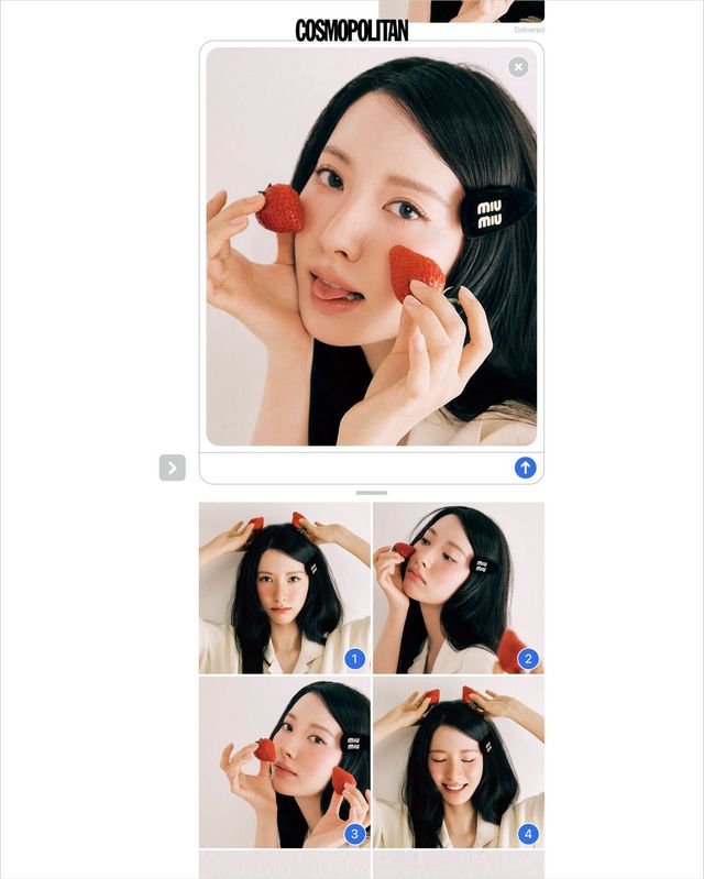 니트 톱 Ami. 헤어핀 Miu Miu.