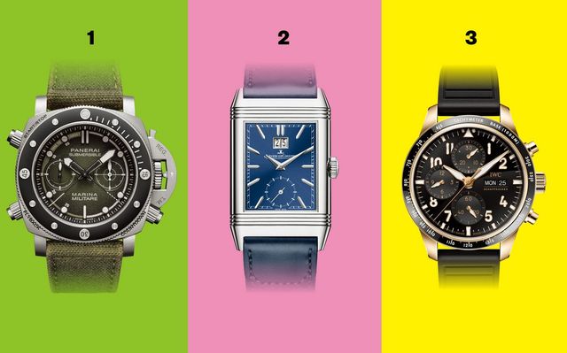 1 섭머저블 크로노 마리나 밀리타레 익스피리언스 에디션(PAM01699) 1억2백만원대 Panerai. 2 리베르소 트리뷰트 지오그래픽 스틸 모델 3천40만원 Jaeger-Lecoultre. 3 파일럿 워치 퍼포먼스 크로노그래프 41(IW388309) 3천8백70만원 IWC. 