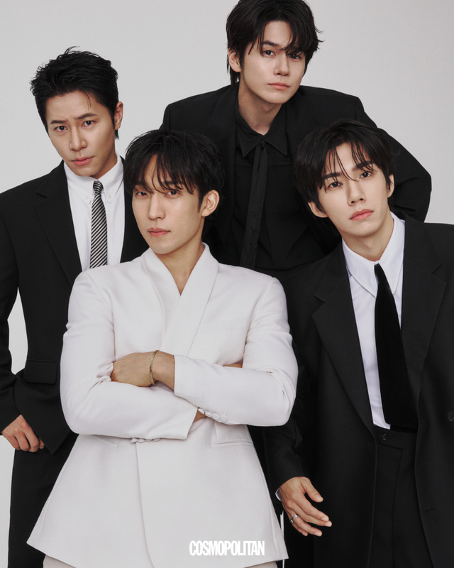 (이규형) 블랙 슈트 LORDANDTAILOR. 셔츠, 타이, 슈즈, 벨트 모두 스타일리스트 소장품. (옹성우) 셔츠, 팬츠 모두 AMI. 재킷, 타이로 연출한 스카프 모두 스타일리스트 소장품. (이상이) 화이트 재킷 LORDANDTAILOR. 브레이슬릿 PANACHE. 이너, 화이트 팬츠 모두 스타일리스트 소장품. (손우현) 셔츠 EMPORIO ARMANI. 블랙 재킷, 팬츠 모두 LORDANDTAILOR. 링 BULLETTO. 타이 스타일리스트 소장품.