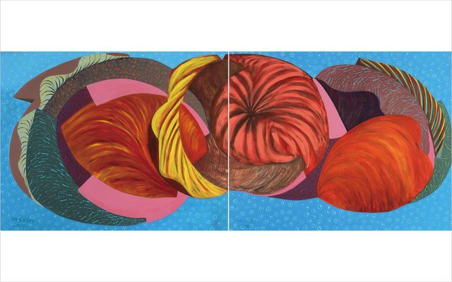 리만머핀에서는 올해 뉴욕에서 개인전을 연 김윤신 작가가 칼로 페인트를 바르고 긁어내는 방식으로 완성한 페인팅 작품 ‘Song of My soul’(메인 이미지)을 출품한다. | Kim Yun Shin, Song of My Soul 2016-2, 2016 Oil and acrylic on canvas, 47 1/4x118 1/8x1 inches (overall) Ⓒ Lehmann Maupin