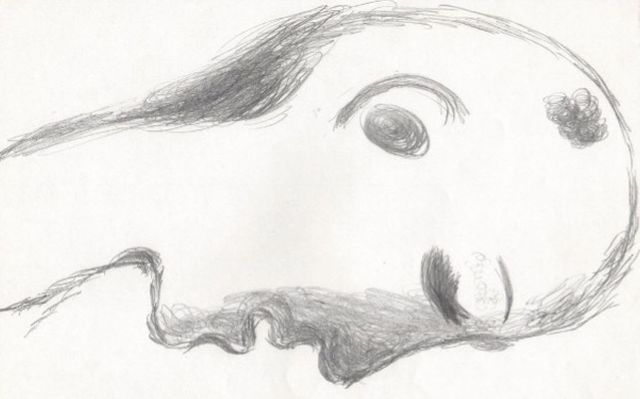 미리암 칸, 〈im dunkeln, 25.01.1993〉, 1993, 종이에 연필, 25.5x36cm 