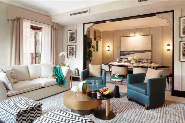 주메이라 다르 알 마스야프의 아라비안 서머하우스 스위트 거실.