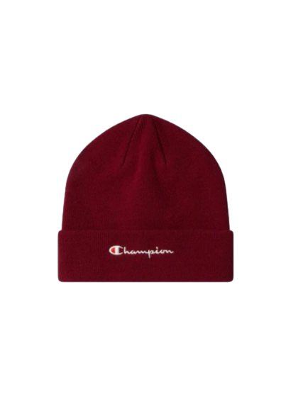 Embroidered Full Logo Beanie Cap Burgundy