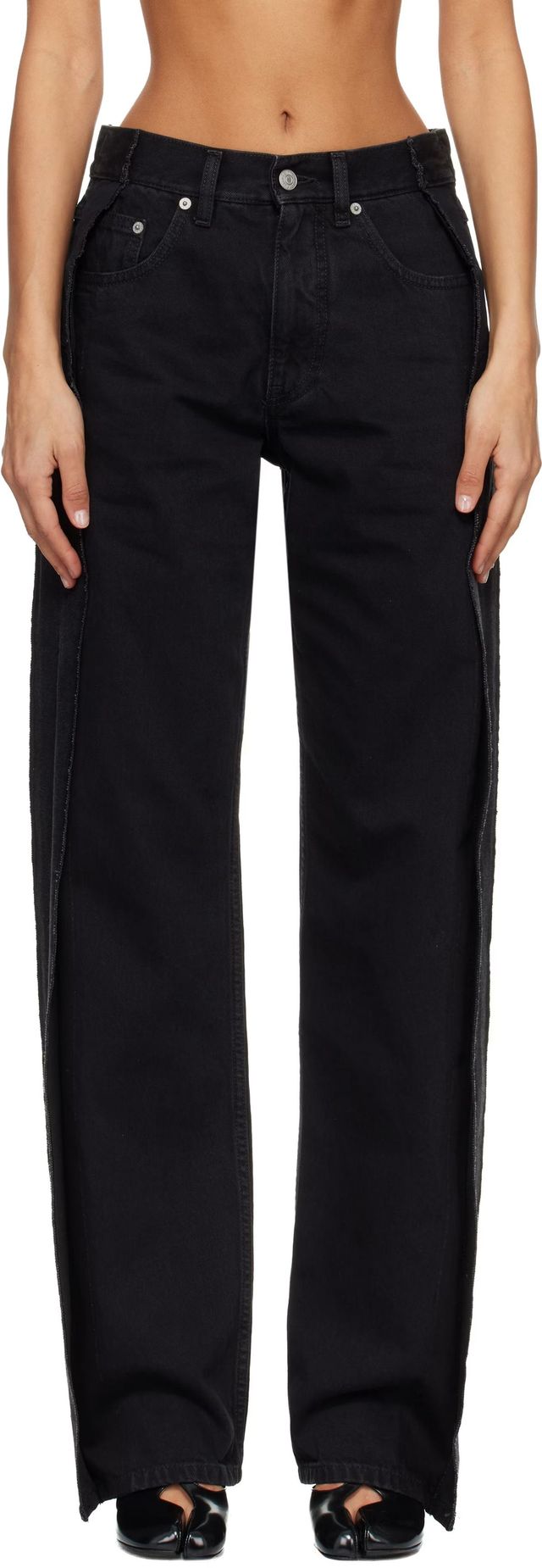 블랙 스트레이트 핏 데님 진