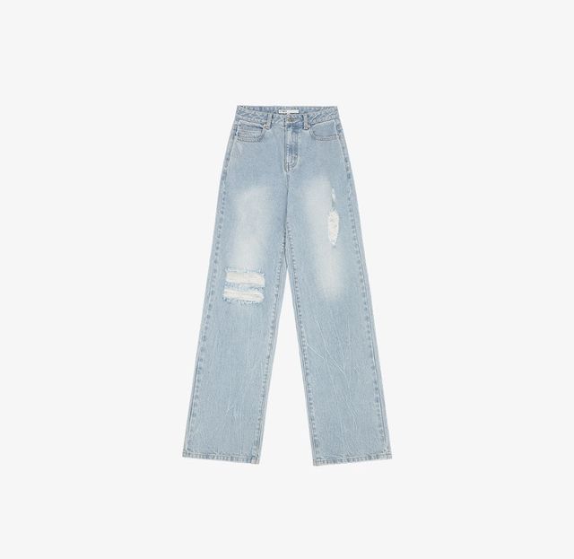 디스트로이드 스트레이트 데님 팬츠