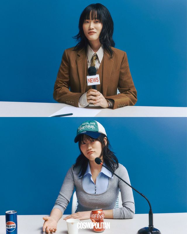 (위)재킷, 베스트, 셔츠, 타이 모두 Burberry. 시계 본인 소장품. (아래)셔츠 칼라 드레스 Jac Fleurant. 볼캡 Teket.