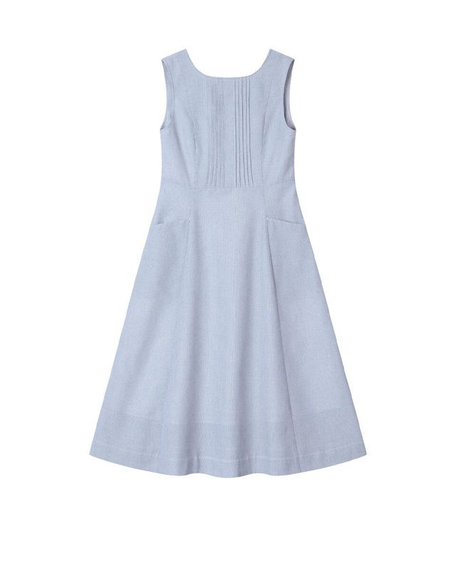 핀턱 슬리브리스 롱 원피스