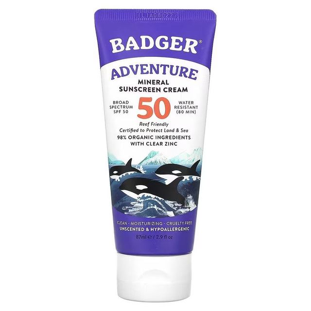 어드벤처, 미네랄 자외선 차단제 크림, SPF 50, 무향, 87ml(2.9fl oz)