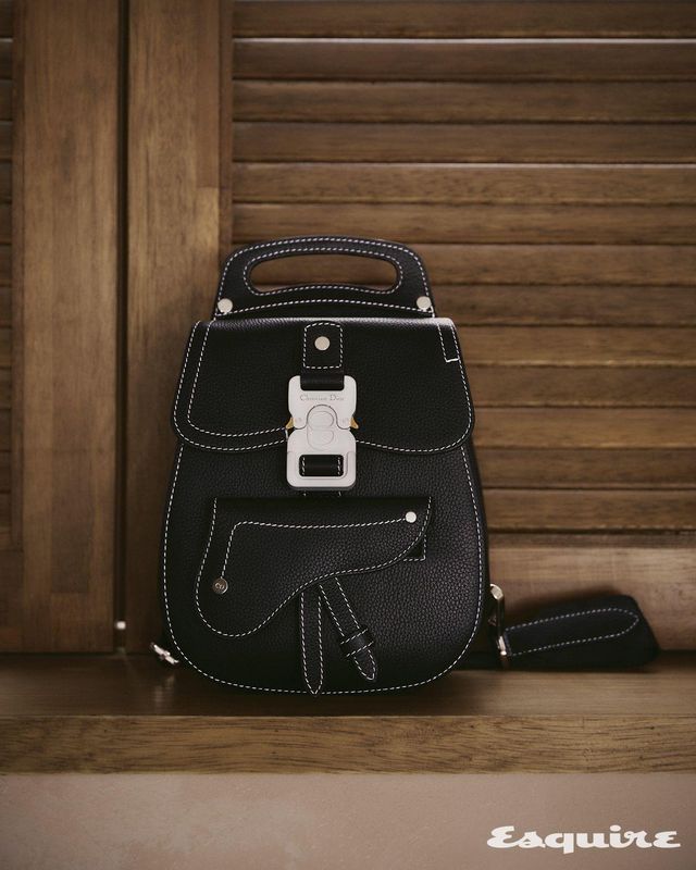 스티칭 디테일의 카프스킨 갤럽 슬링백 디올 맨.