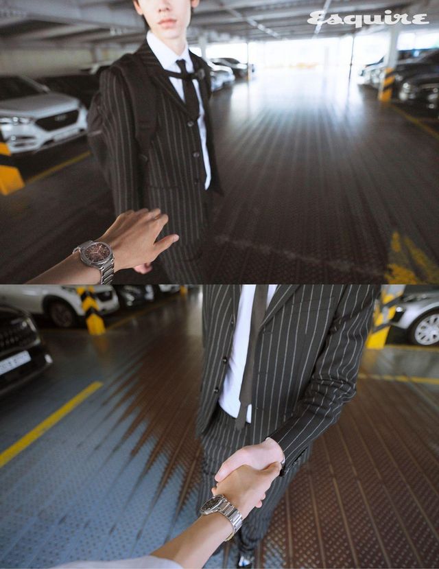 재킷 430만원, 셔츠 가격 미정, 팬츠 160만원, 부츠 가격 미정, 타이 32만원대 모두 셀린느 옴므. 하이테크 백팩 286만5000원 메종 마르지엘라. 폴로 스켈레톤 가격 미정 피아제.