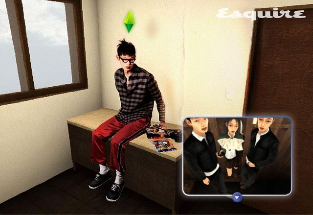 체크 셔츠, 트랙슈트 팬츠, 테라 벌카 스니커즈 모두 가격 미정 로에베. 캣 아이 안경 40만5000원 버버리 by 에실로 룩소티카.