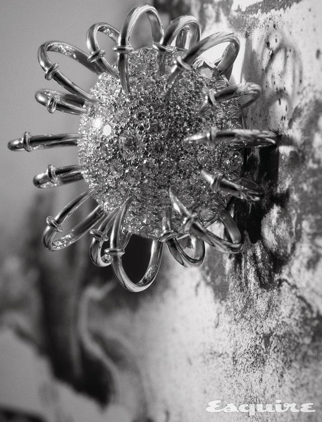 옐로 골드와 플래티넘에 다이아몬드를 촘촘하게 세팅한 아폴로 브로치 잔 슐럼버제 바이 티파니.