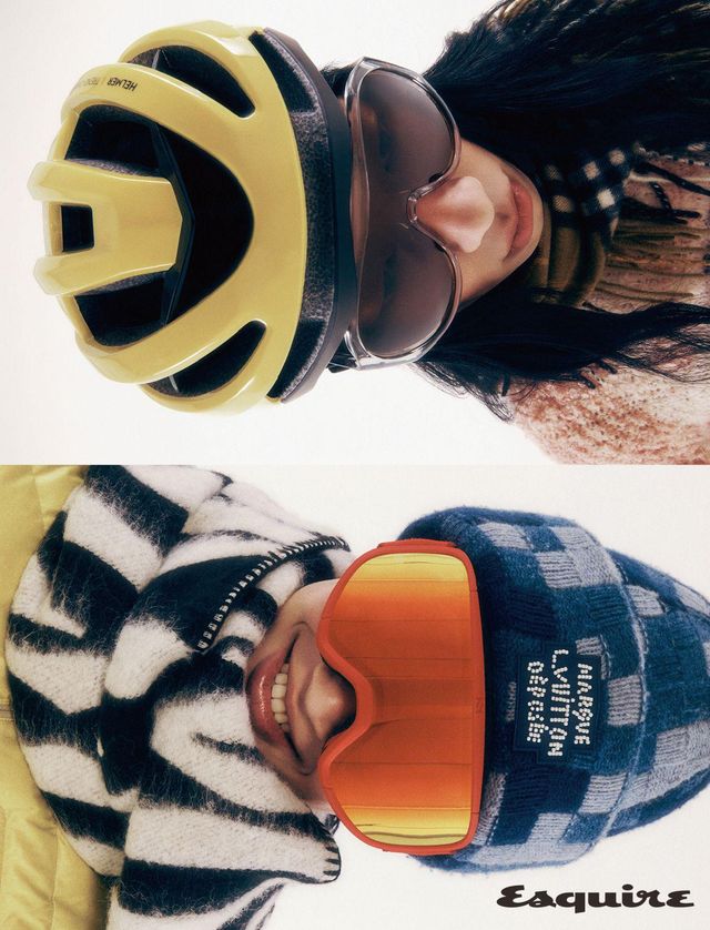 스웨터 가격 미정 디젤. 선글라스 84만5000원 보테가 베네타 by 케어링 아이웨어. 스카프 105만원 버버리. 헬멧 에디터 소장품. 다운 재킷 39만원 살로몬. 비니 가격 미정 루이 비통. 애니멀 패턴 스카프 가격 미정 마크 제이콥스. 스키 고글 에디터 소장품.