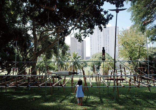 포스터 보태니컬 가든에 있는 ‘아트 레이버 + 알 참 티’의 작품 ‘주아-사운드 인 더 사운드스케이프’ (JUA, Sound in the Soundscape)의 설치 전경. © 박재용