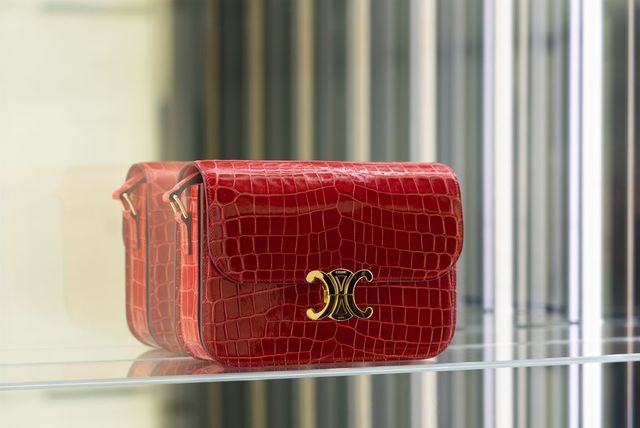 레드 샤이니 닐로티커스 크로커다일 소재의 셀린느 클래식 트리옹프 백