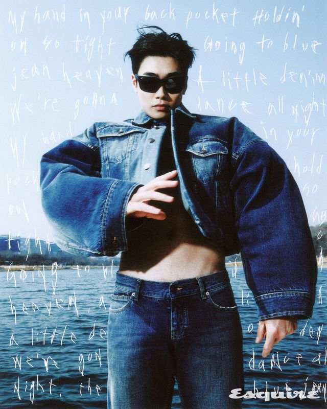 라운드 데님 재킷, 로 웨이스트 진 모두 가격 미정 발렌시아가. 선글라스 36만원대 마우이 짐 by 케어링 아이웨어.