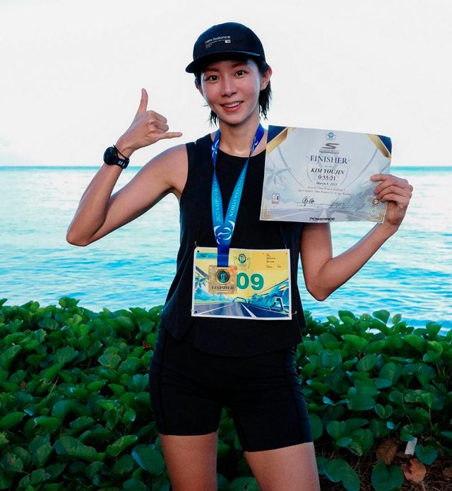 사이판 마라톤에 참가한 유이는 연령대 1위를 차지했다.