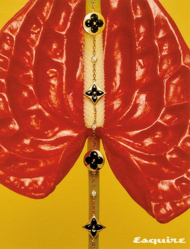 옐로 골드에 오닉스와 다이아몬드를 세팅한 컬러 블라썸 BB 멀티 모티브 브레이슬릿 루이 비통.