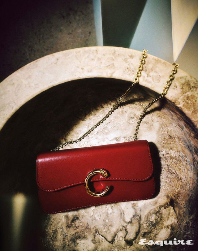 체리 레드 송아지 가죽의 팬더 C 드 까르띠에 체인 백 300만원대 까르띠에.