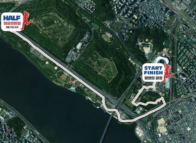 청춘릴레이마라톤의 하프 코스 지도. | 이미지 출처: 해당 마라톤 대회 홈페이지