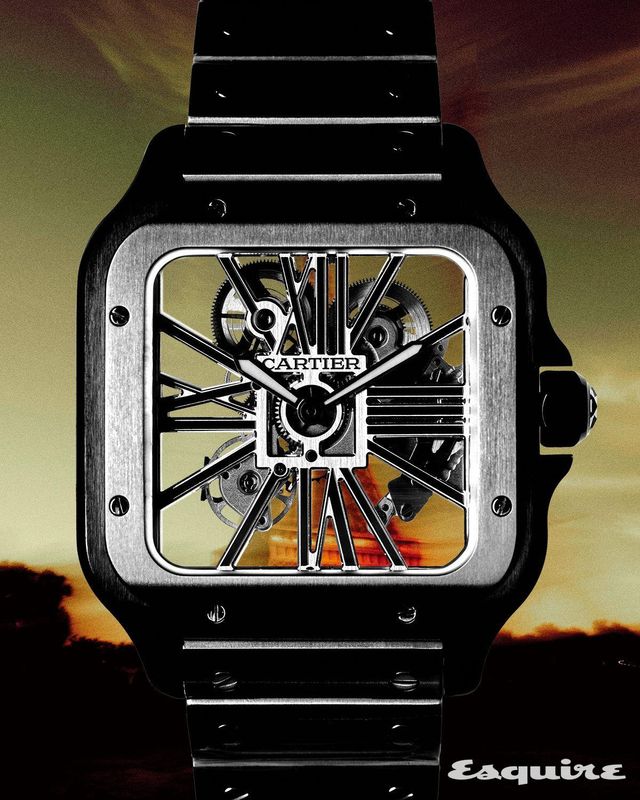 산토스 드 까르띠에 스켈레톤 라지 워치.
