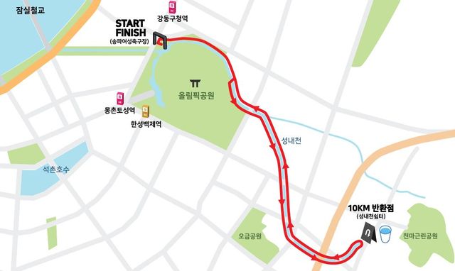 성내천을 따라 도심 속을 달리는 10km 코스다. / 출처: 코리아 K건강마라톤 홈페이지