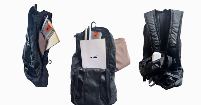 구석에서 발견한 사이클 가방. 13L 기준 책 한 권, 노트 한 권, 갈아입을 롱슬리브 한 장이 여유있게 들어간다. / 이미지 출처: 필자 촬영