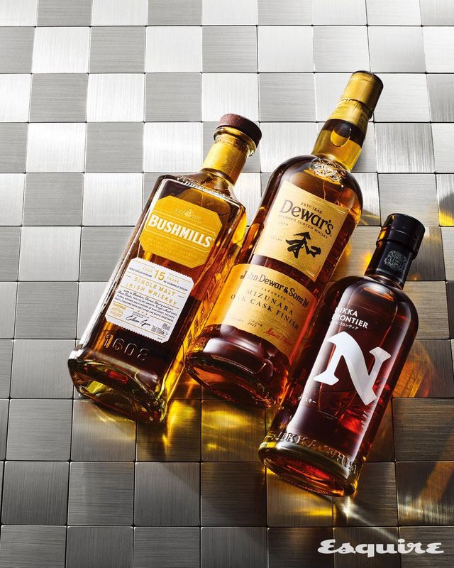 왼쪽부터 부쉬밀 15년 18만원대, 듀어스 15년 미즈나라 오크 캐스크 피니시 9만원대, 니카 프론티어 4만원대.