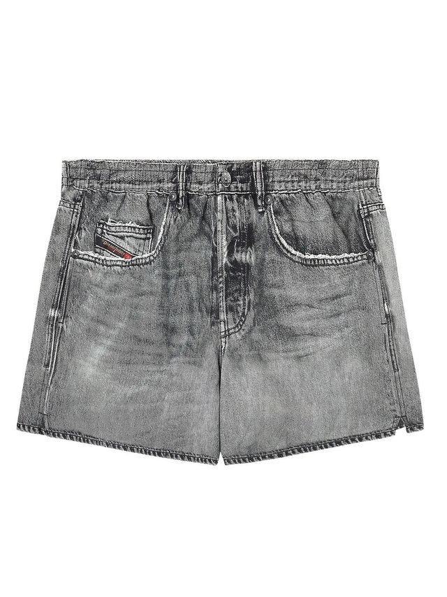 Swim Shorts With Denim Trompe L'oeil Print
