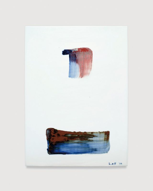 ‘Untitled’, 2024, painted and glazed porcelain 89.8 x 65.8 cm Collaboration with Lee Ufan © Park Young Sook, courtesy of Pace Gallery