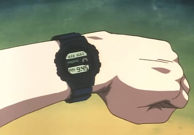 '이니셜 D' 속 타쿠미의 장면에서 등장하는 카시오 지쇼크 타이드 그래프 & 문페이즈 모델. / 이미지 출처: Avex Entertainment, Kodansha