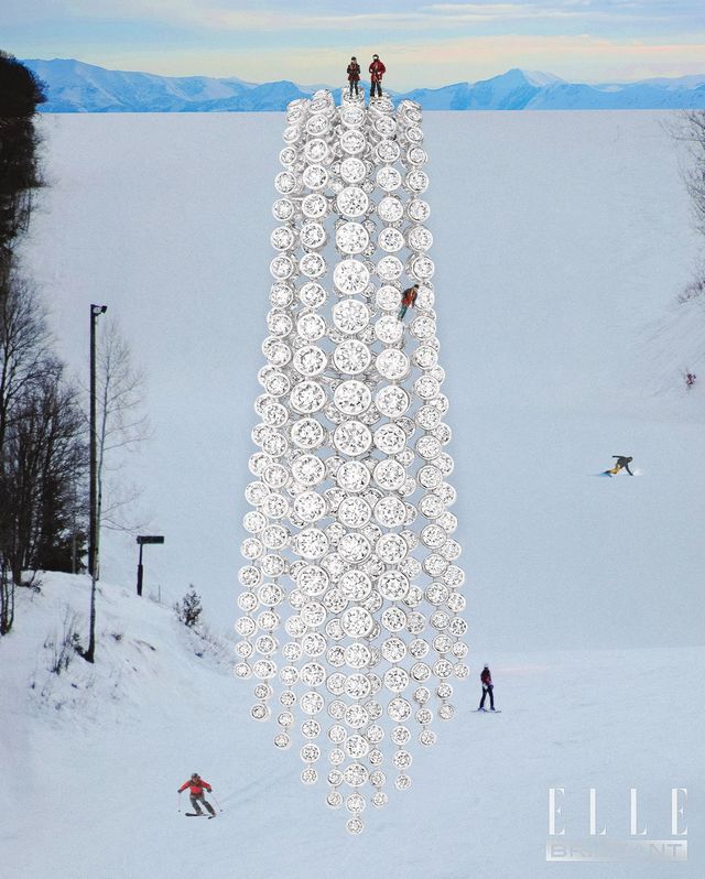 500시간 동안 장인의 손길로 파베 다이아몬드를 세팅한 플로 브로치는 BOUCHERON.