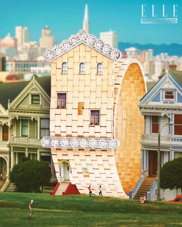 18K 옐로 골드에 다이아몬드를 세팅한 루도 브레이슬릿은 VAN CLEEF & ARPELS.