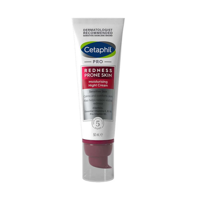 세타필 프로 레드니스 나이트 크림: 알란토인, 세라마이드, 나이아신아마이드, 판테놀, 토코페롤, 감초 추출물 등이 자극으로 붉어진 피부를 진정시키고 보습한다. 50mL 4만원.