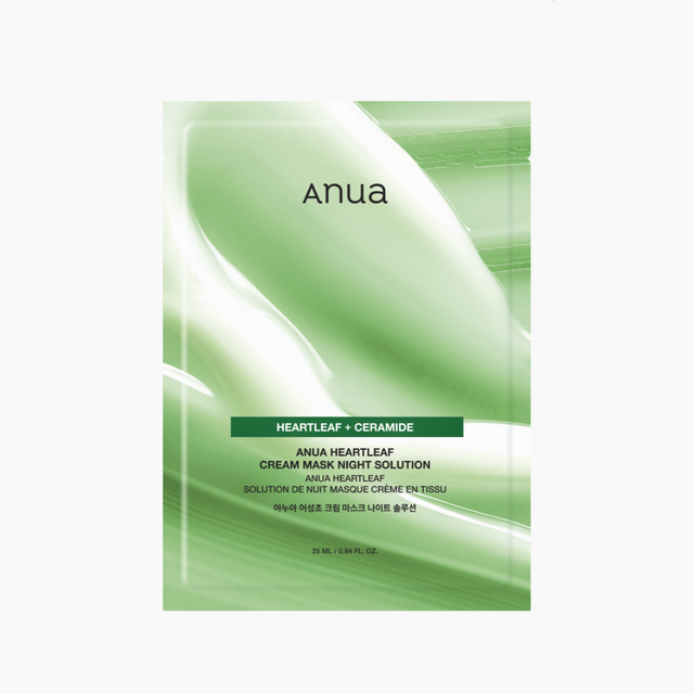 아누아 어성초 크림마스크 나이트 솔루션: 어성초 추출물의 진정 효과에 세라마이드, 판테놀, 지방산이 장벽 강화도 돕는 수분 부족형, 민감성 피부용 시트 마스크. 1매 2천8백원.