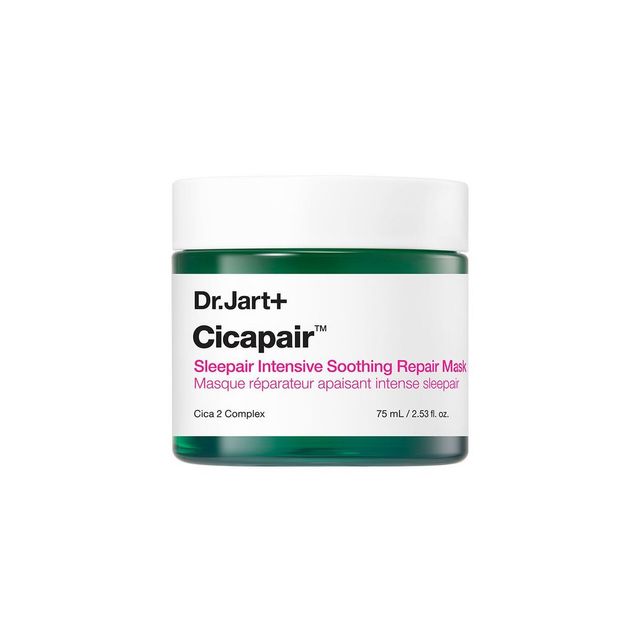 닥터자르트 시카페어 슬리페어 인텐시브 수딩 리페어 마스크: 병풀 추출물 복합체와 알란토인이 자극 진정 작용을 하며 수분을 공급하는 젤 타입 마스크. 75mL 4만5천원.